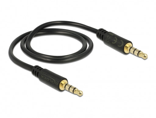 Delock 83434 Stereo Jack Cable 3.5 Mm 4 Pin Male To Male 0.5 M Black