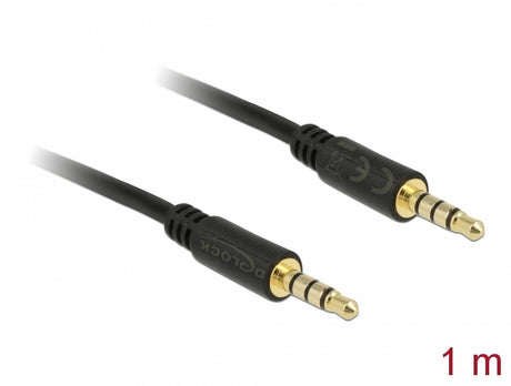 Delock 83435 Stereo Jack Cable 3.5 Mm 4 Pin Male To Male 1 M Black