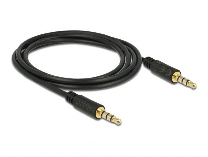 Delock 83436 Stereo Jack Cable 3.5 Mm 4 Pin Male To Male 2 M Black