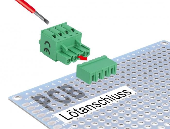 Delock 66506 Terminal Block Set For Pcb 4 Pin 5.08 Mm Pitch Horizontal