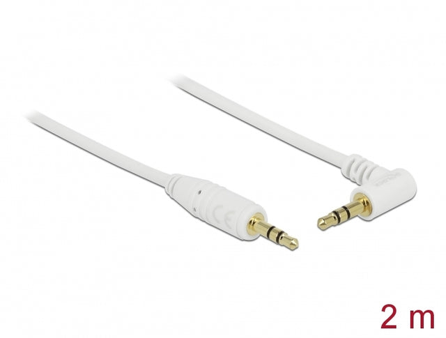 Delock 83757 Stereo Jack Cable 3.5 Mm 3 Pin Male > Male Angled 2 M White