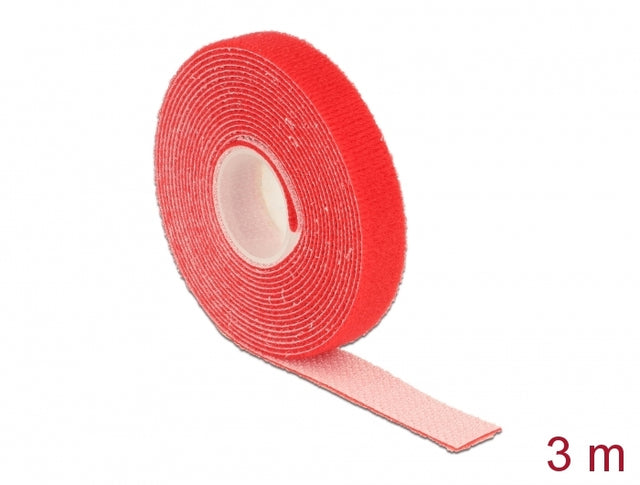 Delock 18718 Hook-And-Loop Tape On Roll L 3 M X W 13 Mm Red