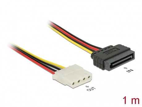 Delock 60140 Power Cable Sata 15 Pin Male > 4 Pin Female 100 Cm