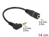 Delock 65397 Cable Audio Stereo 2.5 Mm Male Angled > 3.5 Mm Female 3 Pin 14 Cm