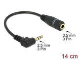 Delock 65397 Cable Audio Stereo 2.5 Mm Male Angled > 3.5 Mm Female 3 Pin 14 Cm