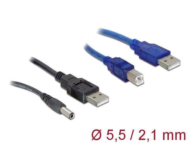 Delock 82461 Cable Set 2 X Usb-A To Dc + Usb-B 30 Cm