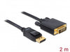 Delock 82591 Cable Displayport 1.2 Male > Dvi 24+1 Male Passive 2 M Black