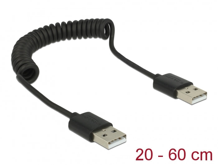 Delock 83239 Cable Usb 2.0-A Male / Male Coiled Cable