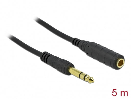 Delock 86767 Stereo Jack Extension Cable 6.35 Mm 3 Pin Male To Female 5 M Black