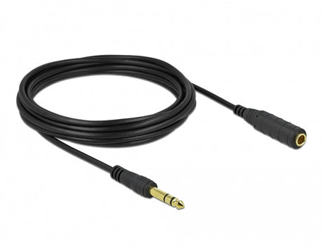 Delock 86767 Stereo Jack Extension Cable 6.35 Mm 3 Pin Male To Female 5 M Black