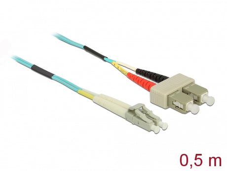 Delock 86563 Cable Optical Fibre Lc To Sc Multi-Mode Om3 0.5 M