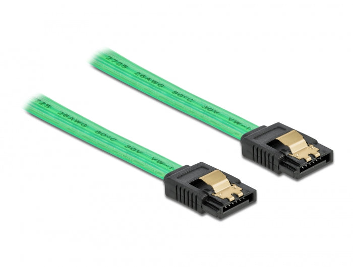 Delock 82017 Sata 6 Gb/S Cable Uv Glow Effect Green 20 Cm