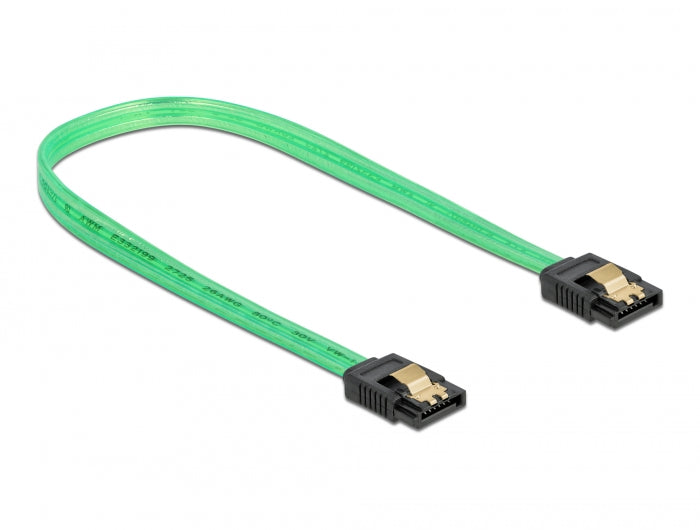 Delock 82064 Sata 6 Gb/S Cable Uv Glow Effect Green 30 Cm