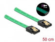 Delock 82069 Sata 6 Gb/S Cable Uv Glow Effect Green 50 Cm