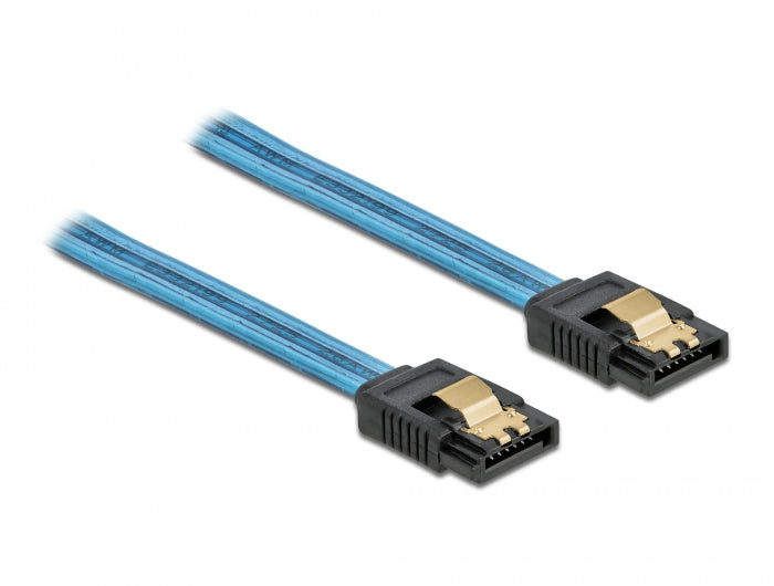 Delock 82133 Sata 6 Gb/S Cable Uv Glow Effect Blue 70 Cm