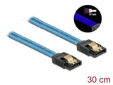 Delock 82127 Sata 6 Gb/S Cable Uv Glow Effect Blue 30 Cm