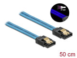 Delock 82130 Sata 6 Gb/S Cable Uv Glow Effect Blue 50 Cm