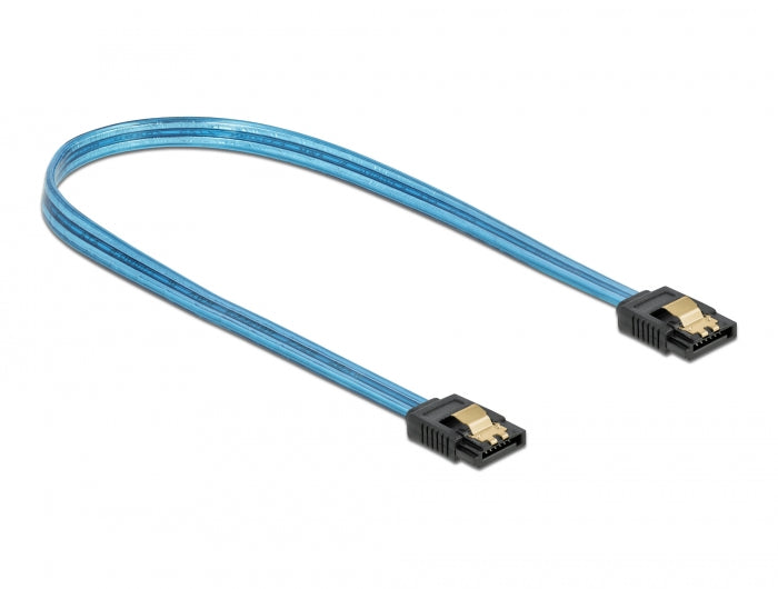 Delock 82133 Sata 6 Gb/S Cable Uv Glow Effect Blue 70 Cm