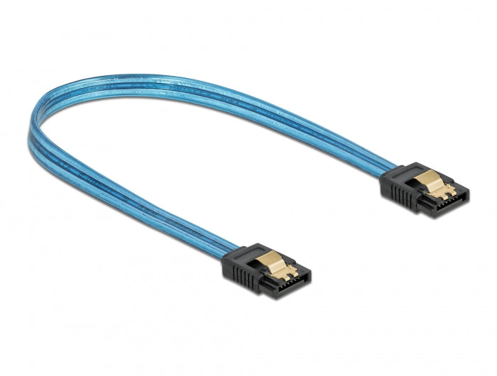 Delock 82121 Sata 6 Gb/S Cable Uv Glow Effect Blue 20 Cm