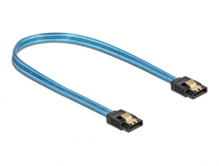 Delock 82127 Sata 6 Gb/S Cable Uv Glow Effect Blue 30 Cm