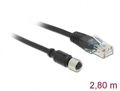 Navilock 63165 Connection Cable M8 Female Serial Waterproof To Rj45 Male 2.8 M