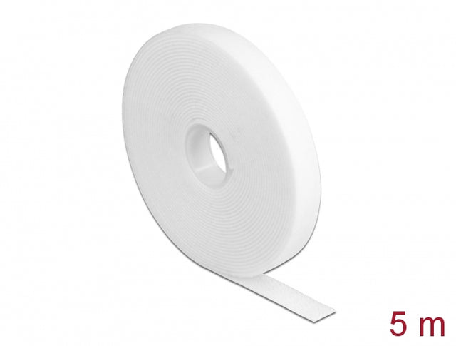 Delock 18377 Hook-And-Loop Tape On Roll L 5 M X W 13 Mm White