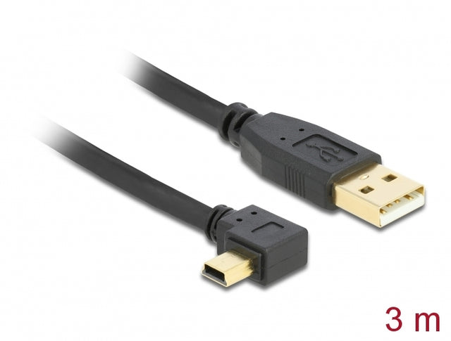 Delock 82683 Usb 2.0 Cable Type-A Male To Type Mini-B Male Angled 3 M