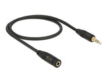 Delock 83762 Stereo Jack Extension Cable 3.5 Mm 3 Pin Male > Female 0.5 M Black