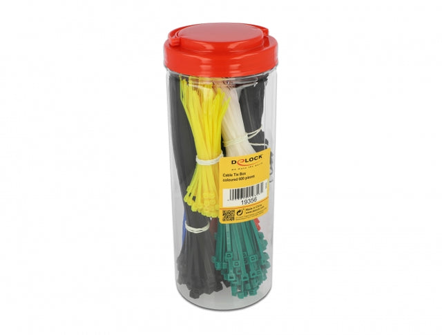 Delock 19356 Cable Tie Assortment Box 600 Pieces Assorted Colours