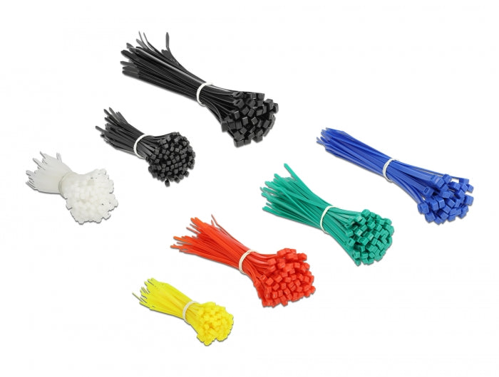 Delock 19356 Cable Tie Assortment Box 600 Pieces Assorted Colours