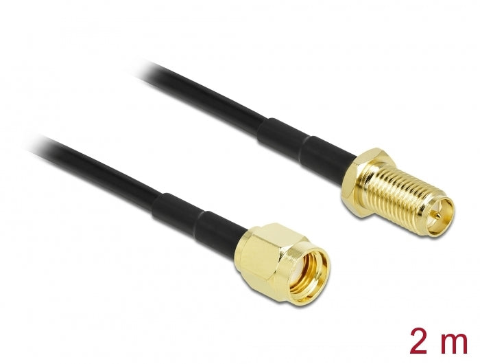 Delock 90445 Antenna Cable Rp-Sma Plug To Rp-Sma Jack Lmr/Cfd100 2 M Low Loss