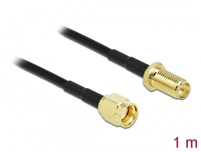 Delock 90443 Antenna Cable Rp-Sma Plug To Rp-Sma Jack Lmr/Cfd100 1 M Low Loss