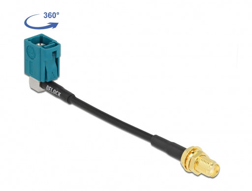 Delock 88725 Antenna Cable Fakra Z Jack 90° To Sma Jack Bulkhead Rg-174 10 Cm