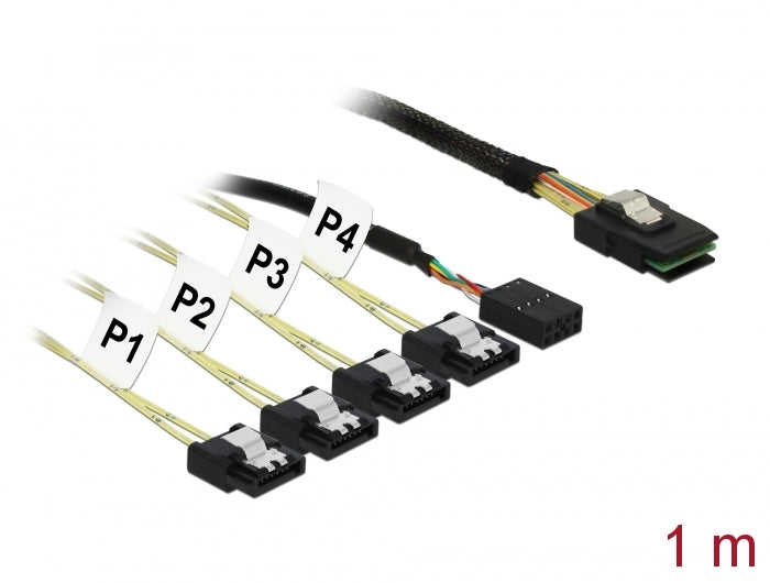 Delock 83319 Cable Mini Sas Sff-8087 > 4 X Sata 7 Pin Reverse + Sideband 1 M