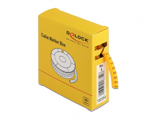 Delock 18354 Cable Marker Box, No. 0, Yellow, 500 Pieces