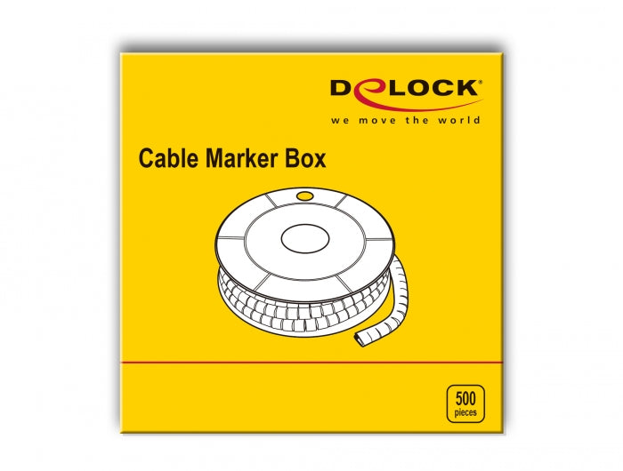 Delock 18354 Cable Marker Box, No. 0, Yellow, 500 Pieces