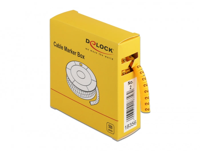 Delock 18356 Cable Marker Box, No. 2, Yellow, 500 Pieces