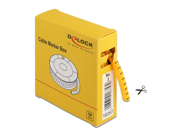 Delock 18357 Cable Marker Box, No. 3, Yellow, 500 Pieces