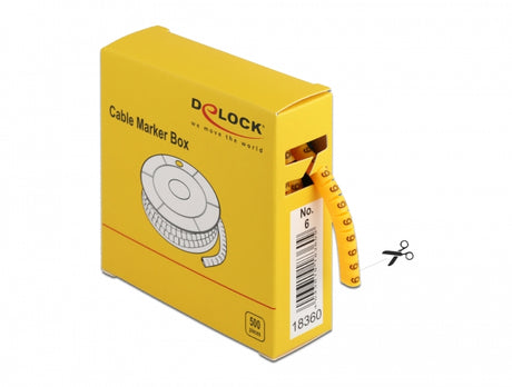 Delock 18360 Cable Marker Box, No. 6, Yellow, 500 Pieces