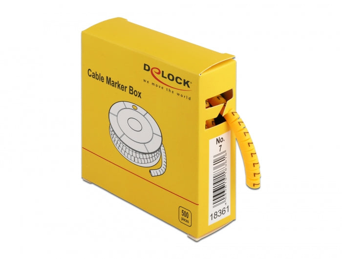 Delock 18361 Cable Marker Box, No. 7, Yellow, 500 Pieces