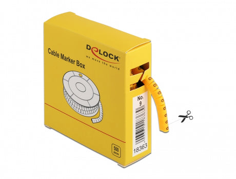 Delock 18363 Cable Marker Box, No. 9, Yellow, 500 Pieces