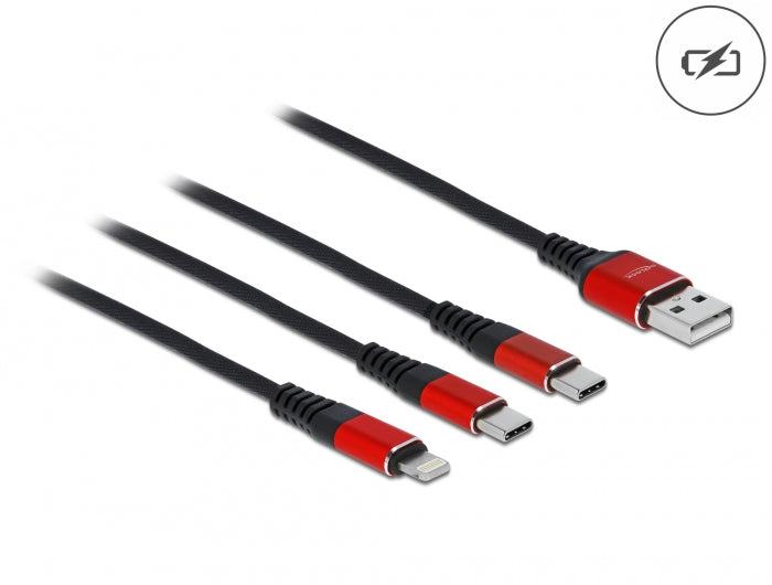 Delock 86709 Usb Charging Cable 3 In 1 Type-A To Lightning™ / 2 X Usb Type-C™