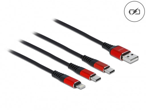 Delock 86708 Usb Charging Cable 3 In 1 Type-A To Lightning™ / 2 X Usb Type-C™