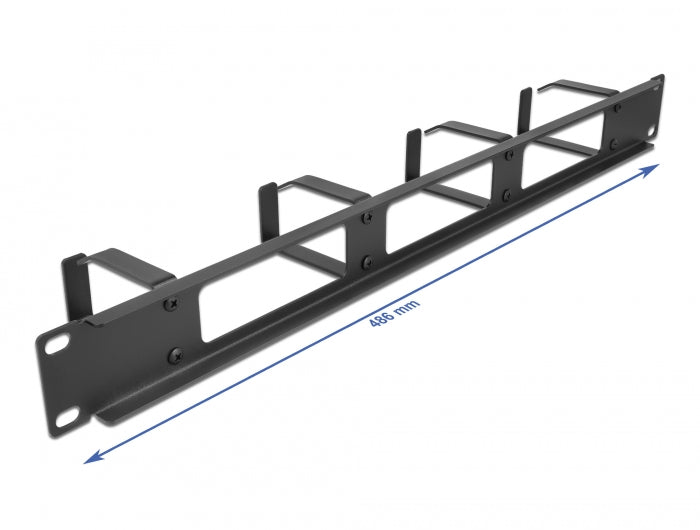 Delock 66658 19″ Cable Management Routing Panel With 3 Openings And 4 Hooks 1U