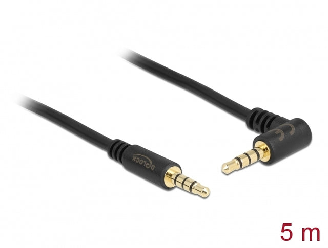 Delock 84743 Cable Stereo Jack 3.5 Mm 4 Pin Male > Male Angled 5 M Black