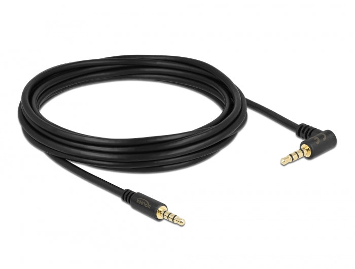 Delock 84743 Cable Stereo Jack 3.5 Mm 4 Pin Male > Male Angled 5 M Black