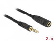 Delock 84667 Stereo Jack Extension Cable 3.5 Mm 4 Pin Male To Female 2 M Black