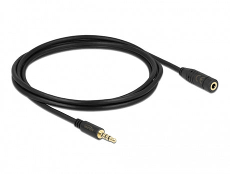 Delock 84667 Stereo Jack Extension Cable 3.5 Mm 4 Pin Male To Female 2 M Black