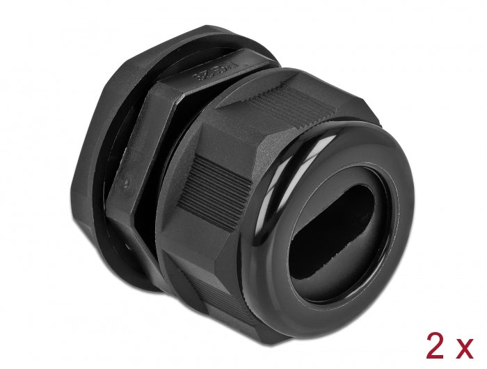 Delock 60389 Cable Gland Pg29 For Flat Cable Black 2 Pieces