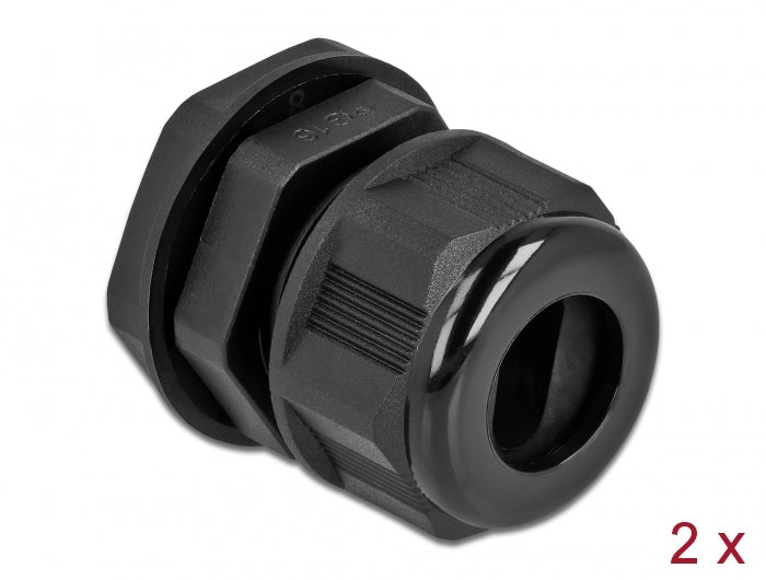 Delock 60385 Cable Gland Pg16 For Flat Cable Black 2 Pieces